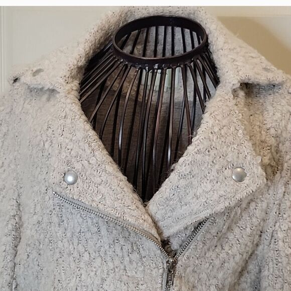 Anthropologie Elevensus Label  Cream Boucle Moto Jacket Size Small - Picture 2 of 10